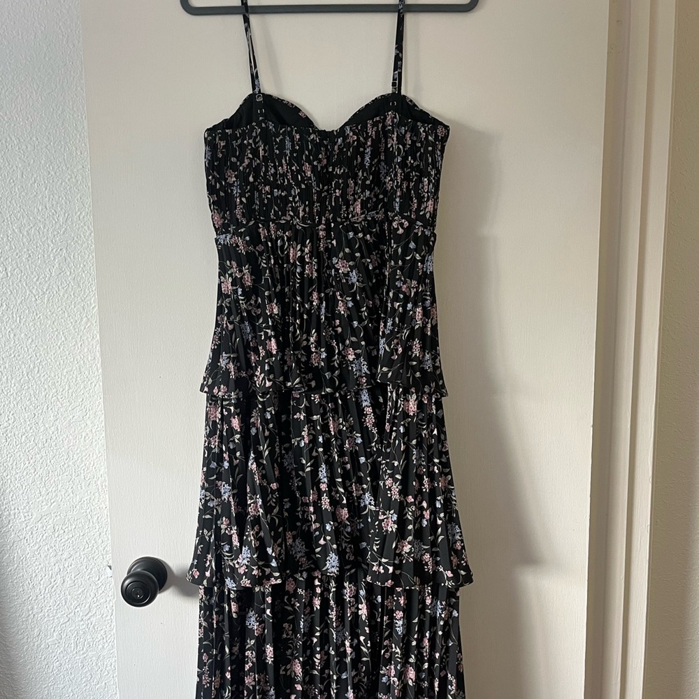Lulu's Black Dress with Floral Accents